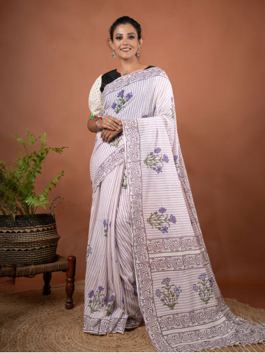 BSHB55 - Hand Block Cotton Saree